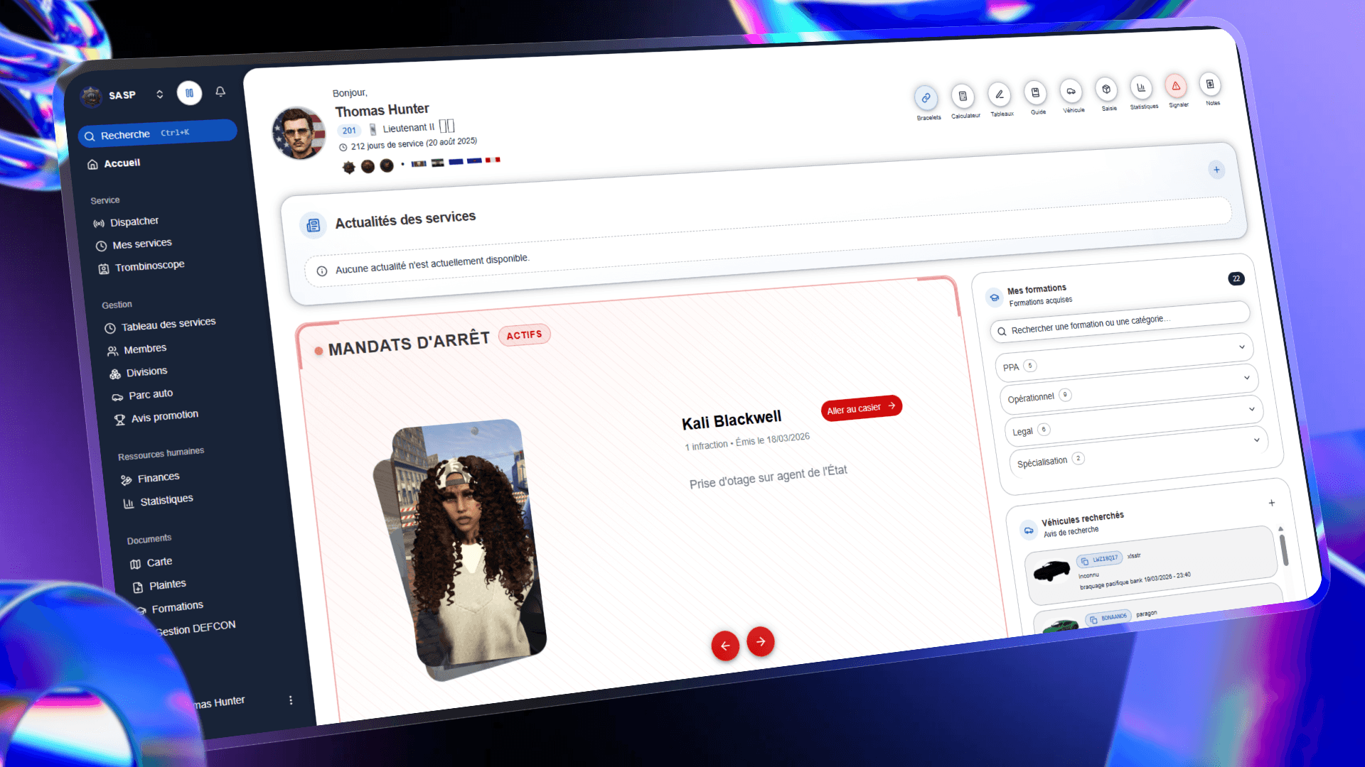 Capture de test de la page d'accueil MDT