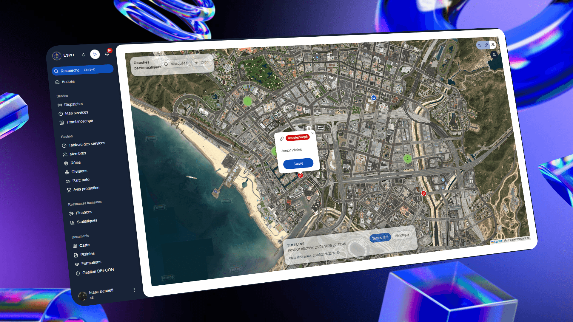 Capture de test de la carte bracelets et vehicules
