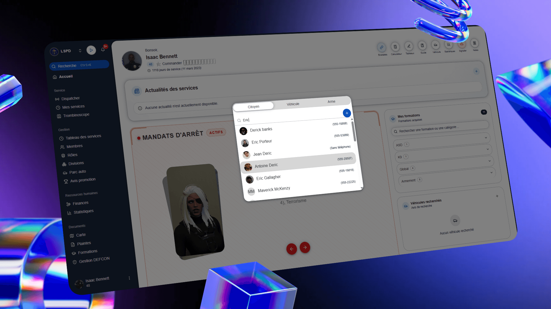 Capture de test de la recherche de citoyen